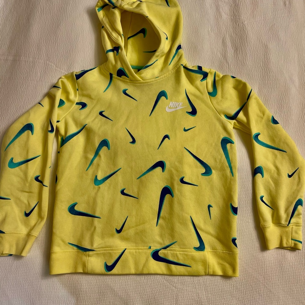 Nike Kids Yellow Sweater with Blue Swooshes